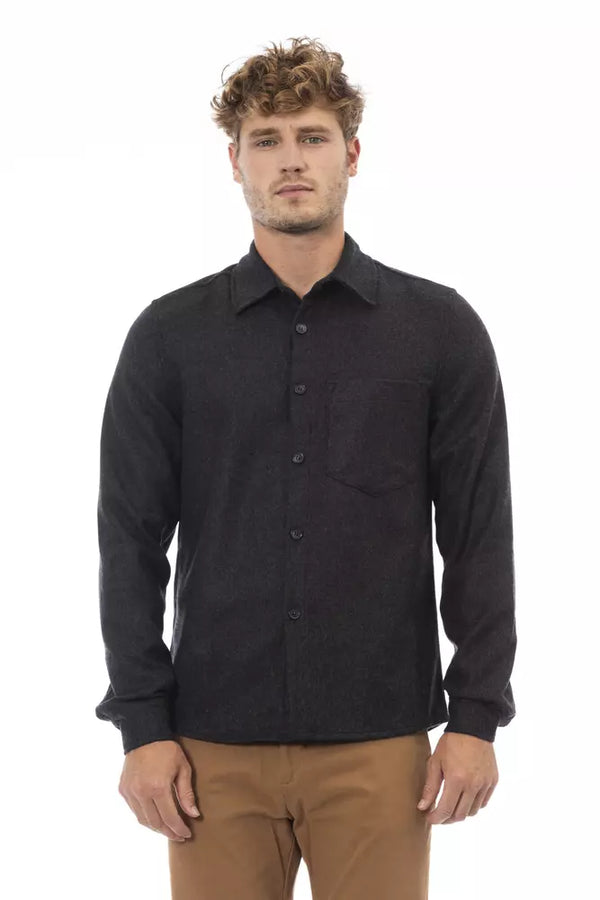 Gray Wool Men Shirt