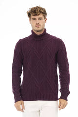 Elegante maglione di dolcevita viola per uomini