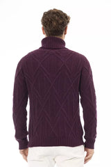 Pull à col roulé violet élégant pour les hommes