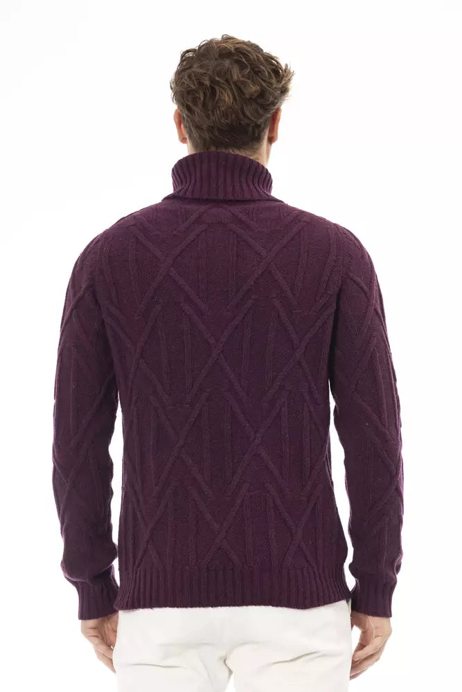 Elegante maglione di dolcevita viola per uomini