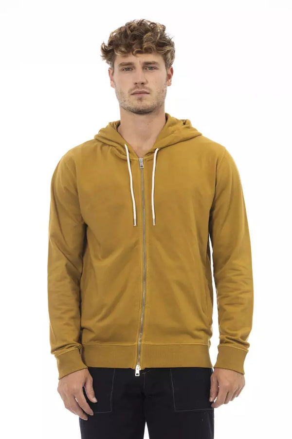 Zip -Sweatshirt mit Kapuze in Baumwollbraun