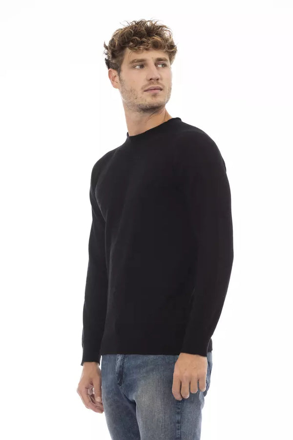 Sweater elegante de cuello de tripulación en lujo mezcla de telas