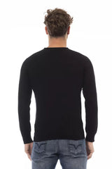 Black Viscose Men Sweater