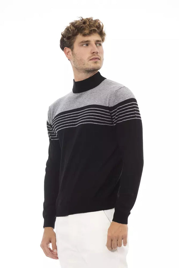 Elegante maglione nero Mock Neck