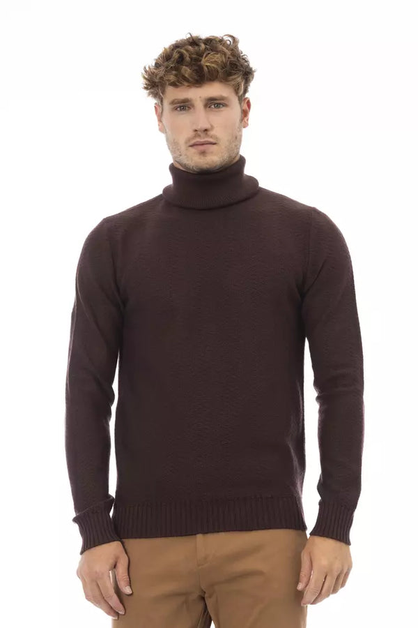 Merino Wollschildkrötenpullover - elegantes Braun