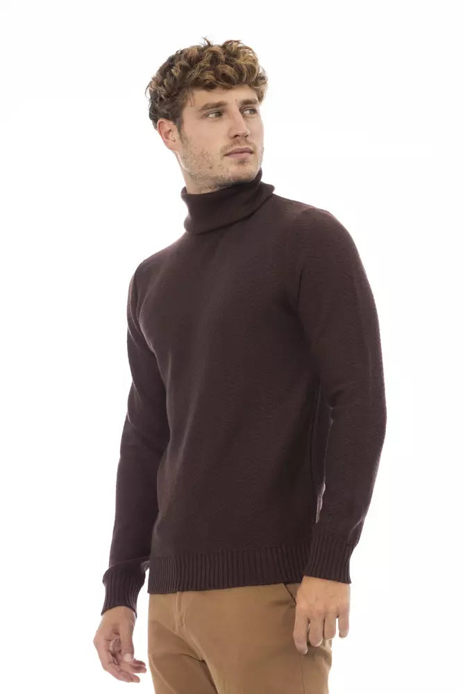 Maglione di dolcevita in lana merino - marrone elegante