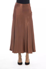 Eleganter Satin -Midi -Rock in reichhaltiger Brown