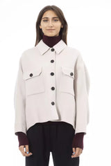 Chaqueta de camisa blanca de lana elegante