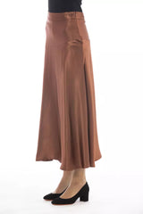 Eleganter Satin -Midi -Rock in reichhaltiger Brown