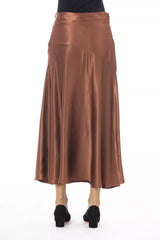 Eleganter Satin -Midi -Rock in reichhaltiger Brown