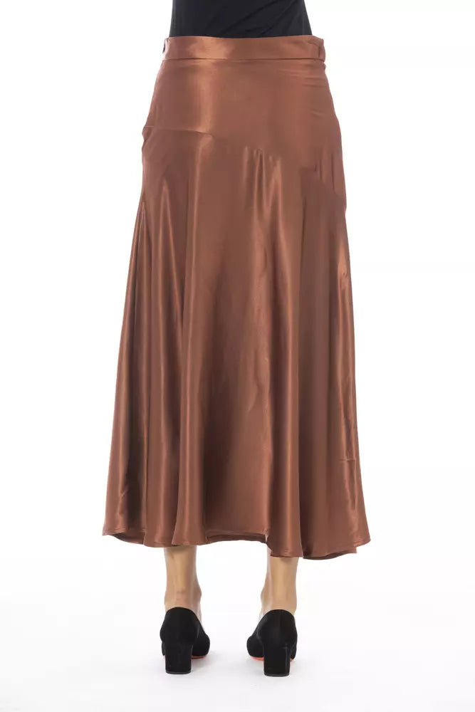 Eleganter Satin -Midi -Rock in reichhaltiger Brown