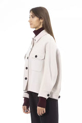 Chaqueta de camisa blanca de lana elegante