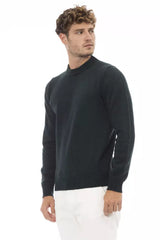 Eleganter grüner Crewneck -Wollpullover