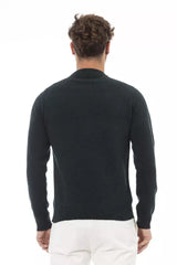 Eleganter grüner Crewneck -Wollpullover