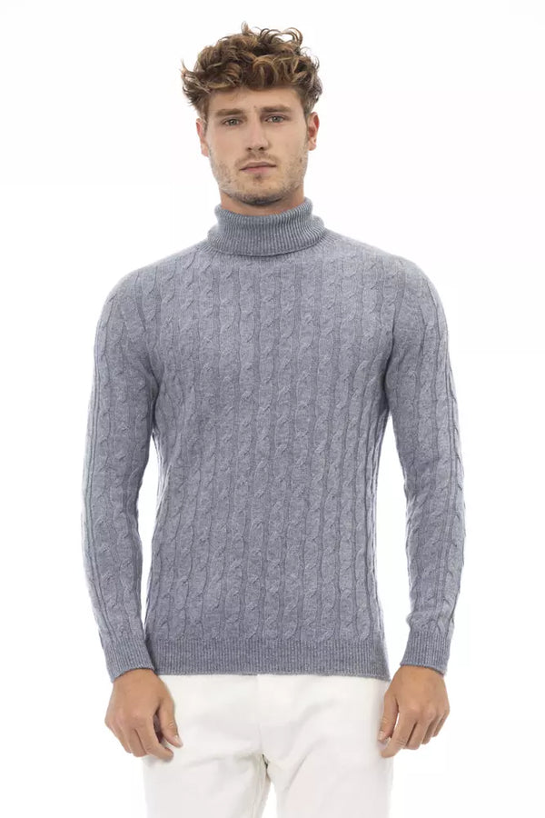 Elegante maglione di dolcevita azzurro