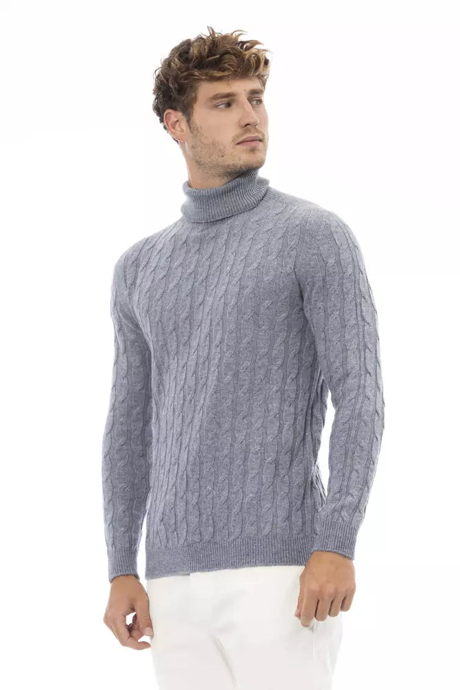 Κομψό ανοιχτό μπλε πουλόβερ Turtleneck