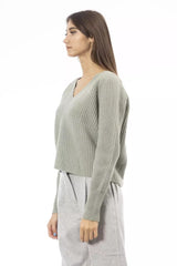 Emerald Elegance V -Neck Sweater - Cozy Chic