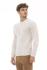 Beige Merino Woll Crewneck klassischer Pullover