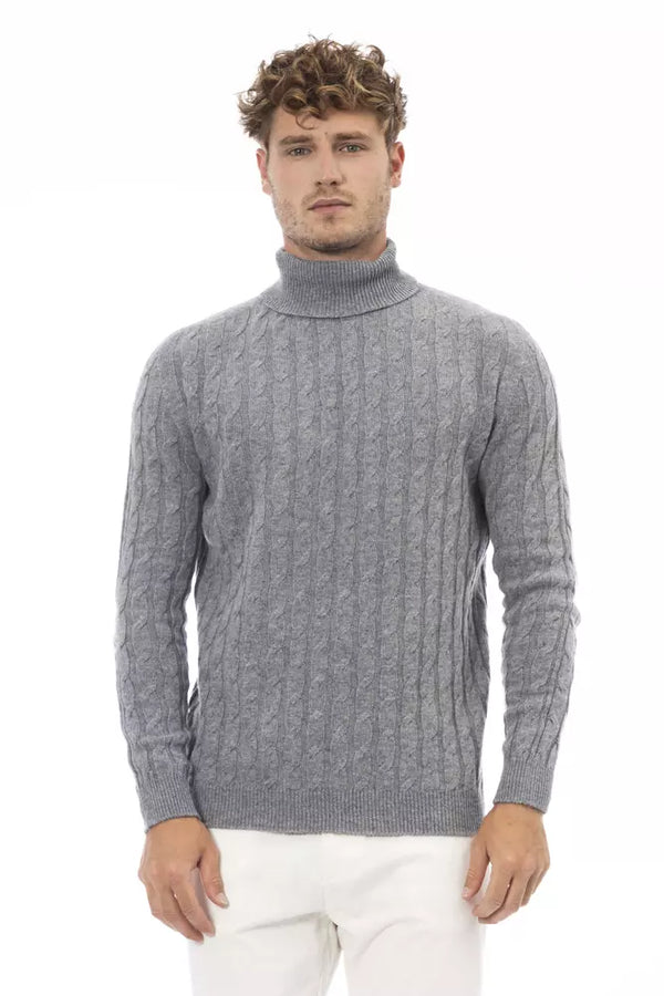 Eleganer grauer Rollkragenpullover für Männer