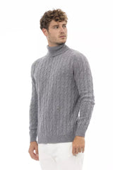 Pull à col roulé gris élégant pour les hommes