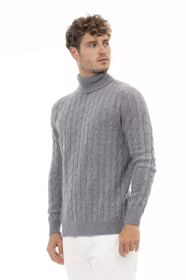 Elegante maglione di dolcevita grigio per uomini