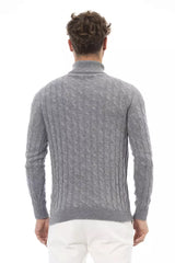 Elegante suéter de cuello de tortuga gris para hombres