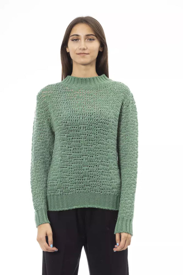 Chic Mock Neck Green Sweater for Her