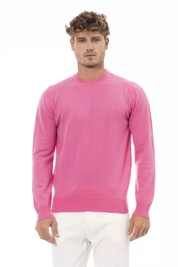 Chic Pink Crewneck Pullover mit feiner Rippendetails