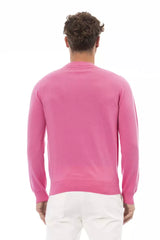 Chic Pink Crewneck Sweater με λεπτομέρειες λεπτών πλευρών