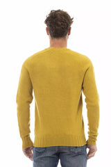 Strahlende gelbe Crewneck -Wollpullover