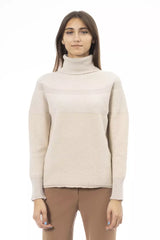 Elegante maglione di dolcevita beige