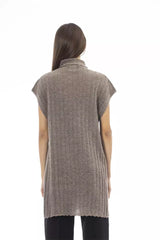 Brown Wool Women Turtleneck Sweater