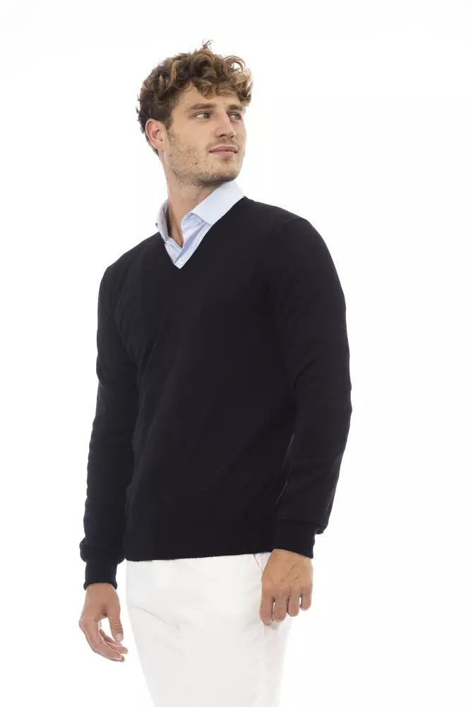 Eleganter V-Ausschnitt Wollmischpullover