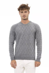 Eleganer grauer Crewneck -Pullover in Luxusmischung