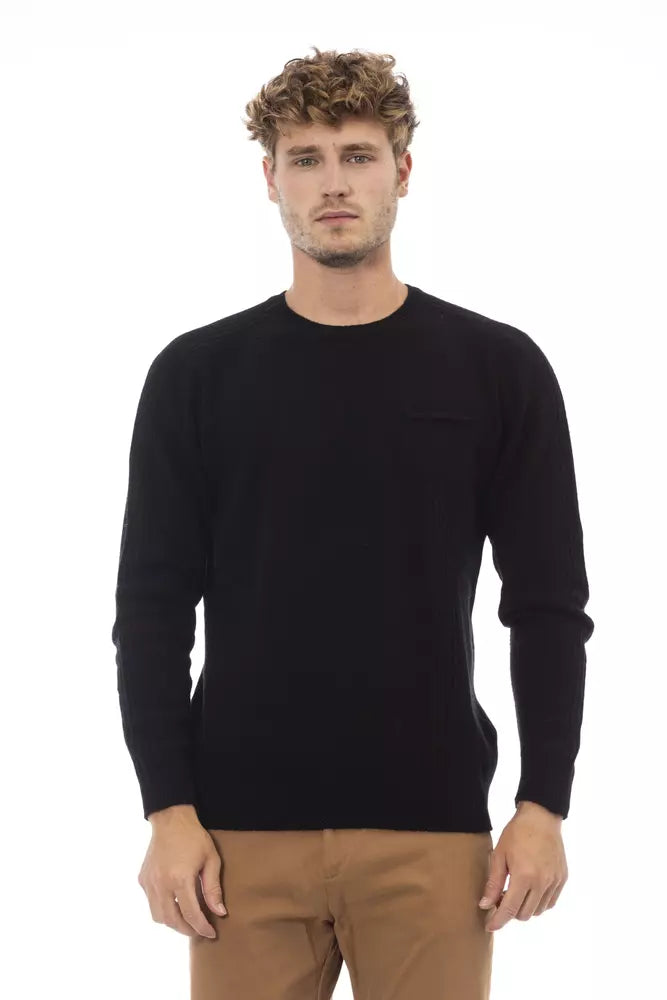 Eleganter Crewneck -Taschenpullover in Schwarz