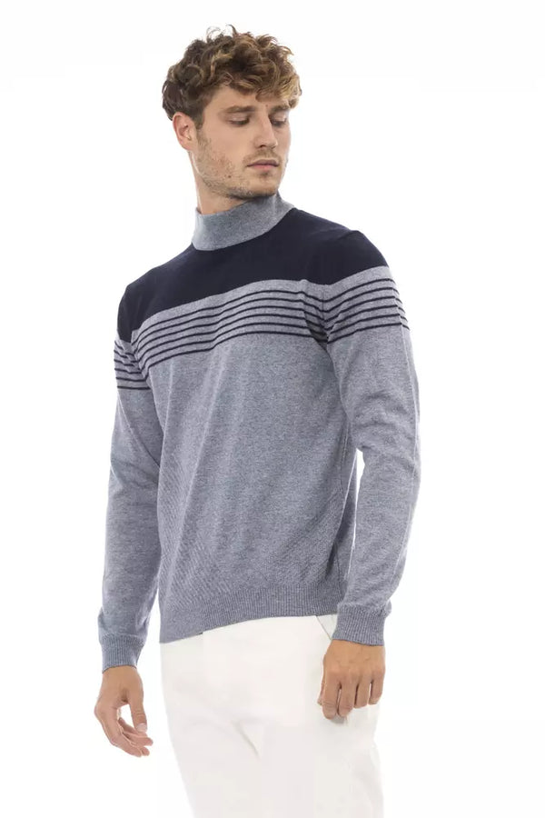 Élégant pull de cou au cou bleu clair pour les hommes