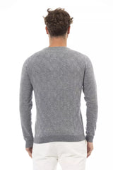 Eleganer grauer Crewneck -Pullover in Luxusmischung