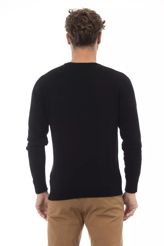 Eleganter Crewneck -Taschenpullover in Schwarz