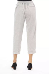 Elegantes pantalones de mezcla de lana gris