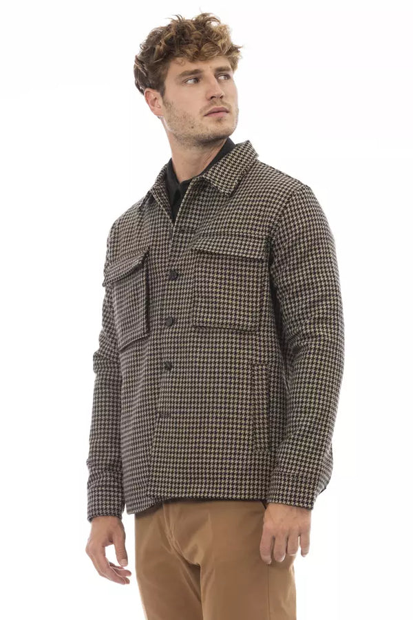 Elegant Hound-Looth Looth Wool Blend Shirt Veste