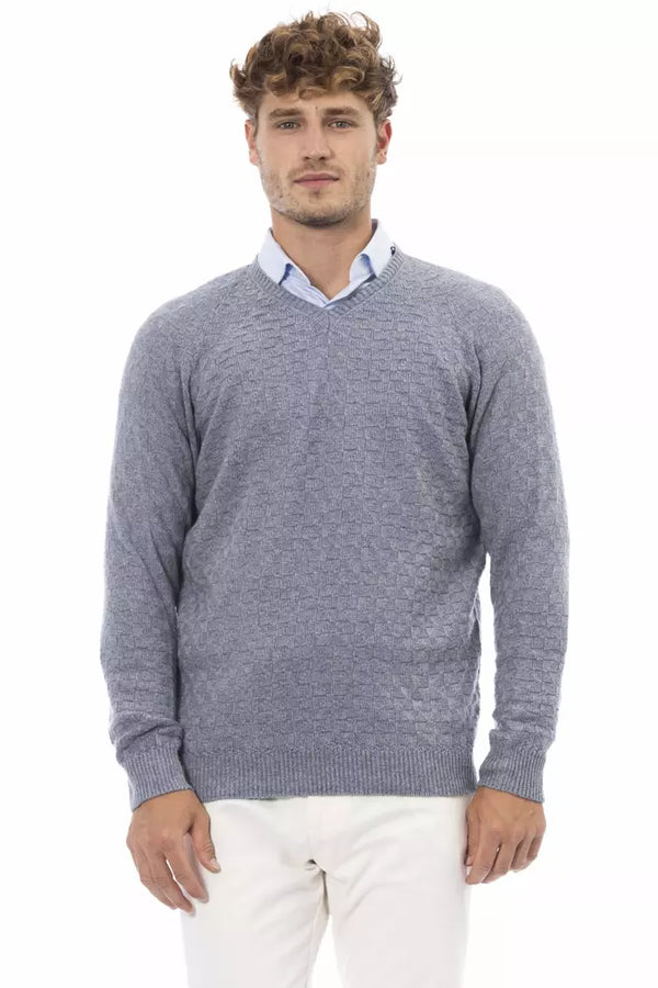 Eleganter V-Ausschnitt Hellblauer Pullover