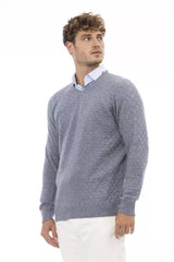 Eleganter V-Ausschnitt Hellblauer Pullover