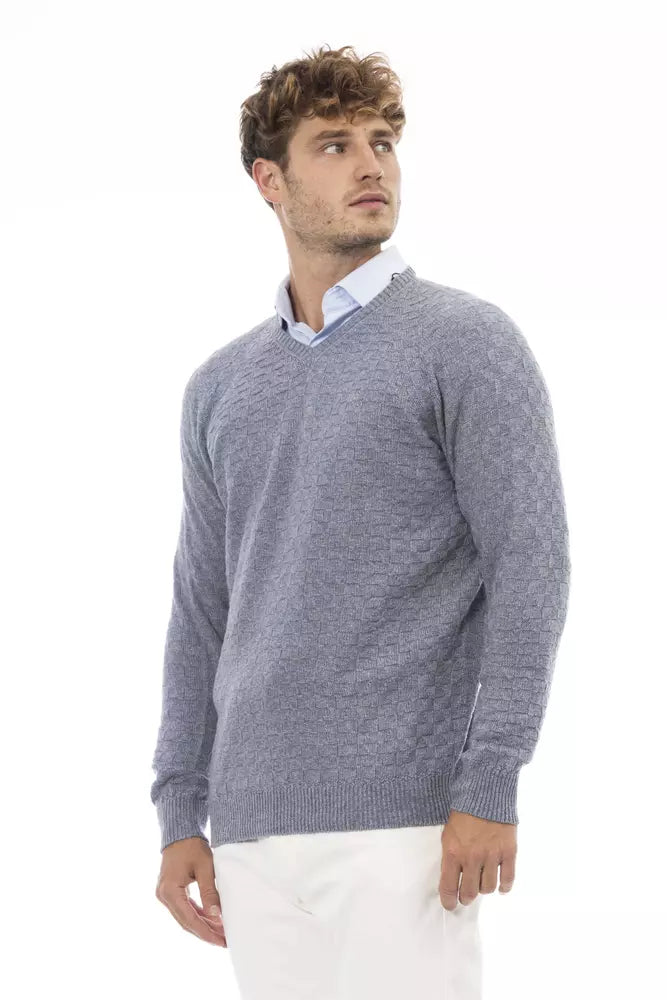 Elegante maglione azzurro azzurro a V