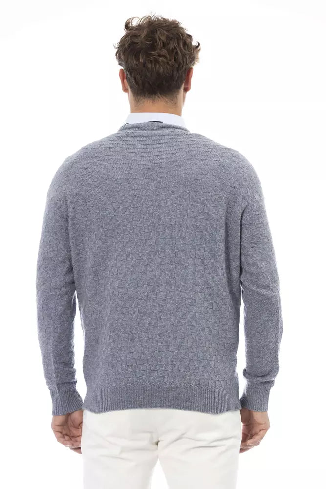 Eleganter V-Ausschnitt Hellblauer Pullover