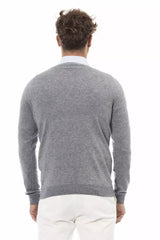 Schicker V-Ausck-Pullover in subtilem Grau