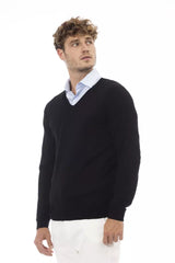 Elegante maglione con scollo a V in elegante nero