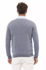 Light Blue Wool Men Sweater