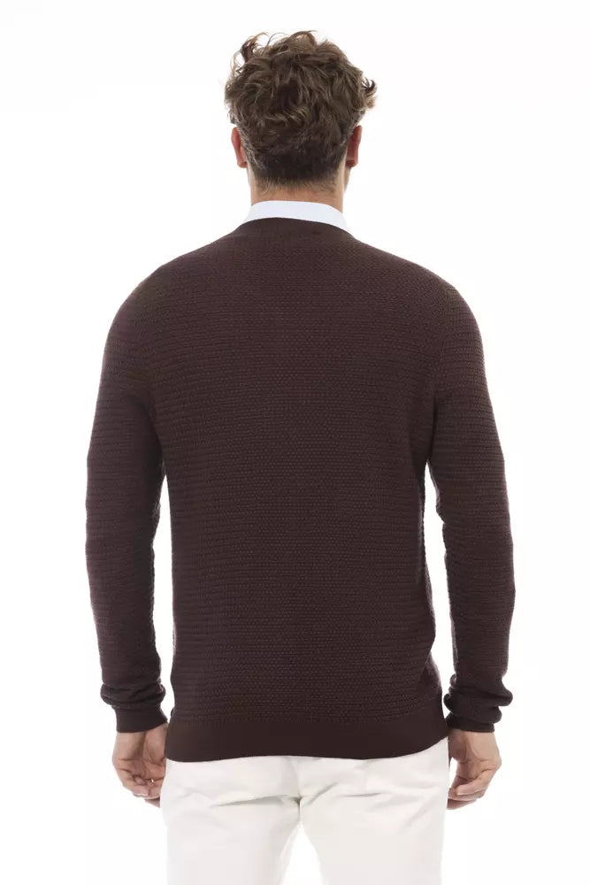 Klassiker V -Ausck Merino Wollpullover - üppiges Braun