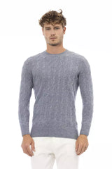 Light Blue Viscose Men Sweater