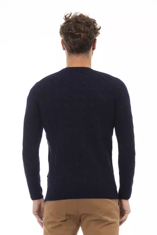 Eleganter blauer Crewneck -Pullover